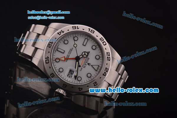 Rolex Explorer II 43mm Rolex 3187 Movement Steel Case/Strap with White Dial - Click Image to Close